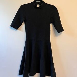 Topshop Black Jacqaurd Skater Dress